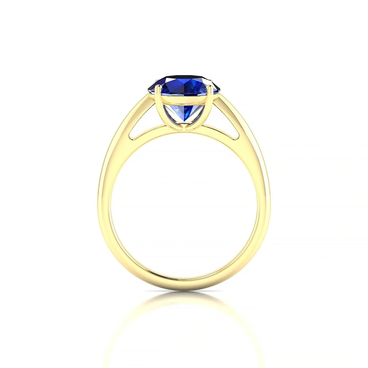 Treasure | 18k Yellow Gold 8 mm Round Sapphire Ring
