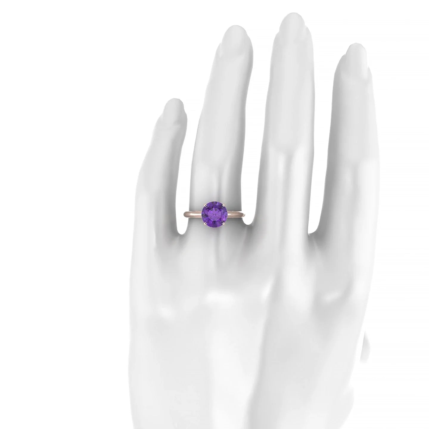 Treasure | 18k Rose Gold 8 mm Round Amethyst Ring