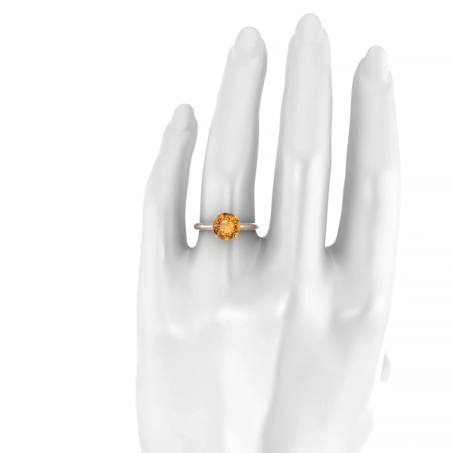 Treasure | 18k Rose Gold 8 mm Round Citrine Ring