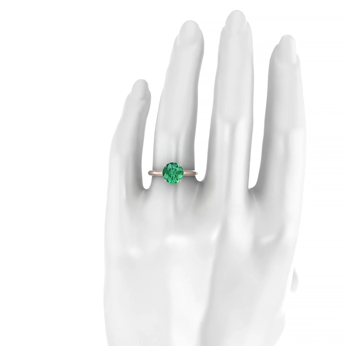 Treasure | 18k Rose Gold 8 mm Round Emerald Ring