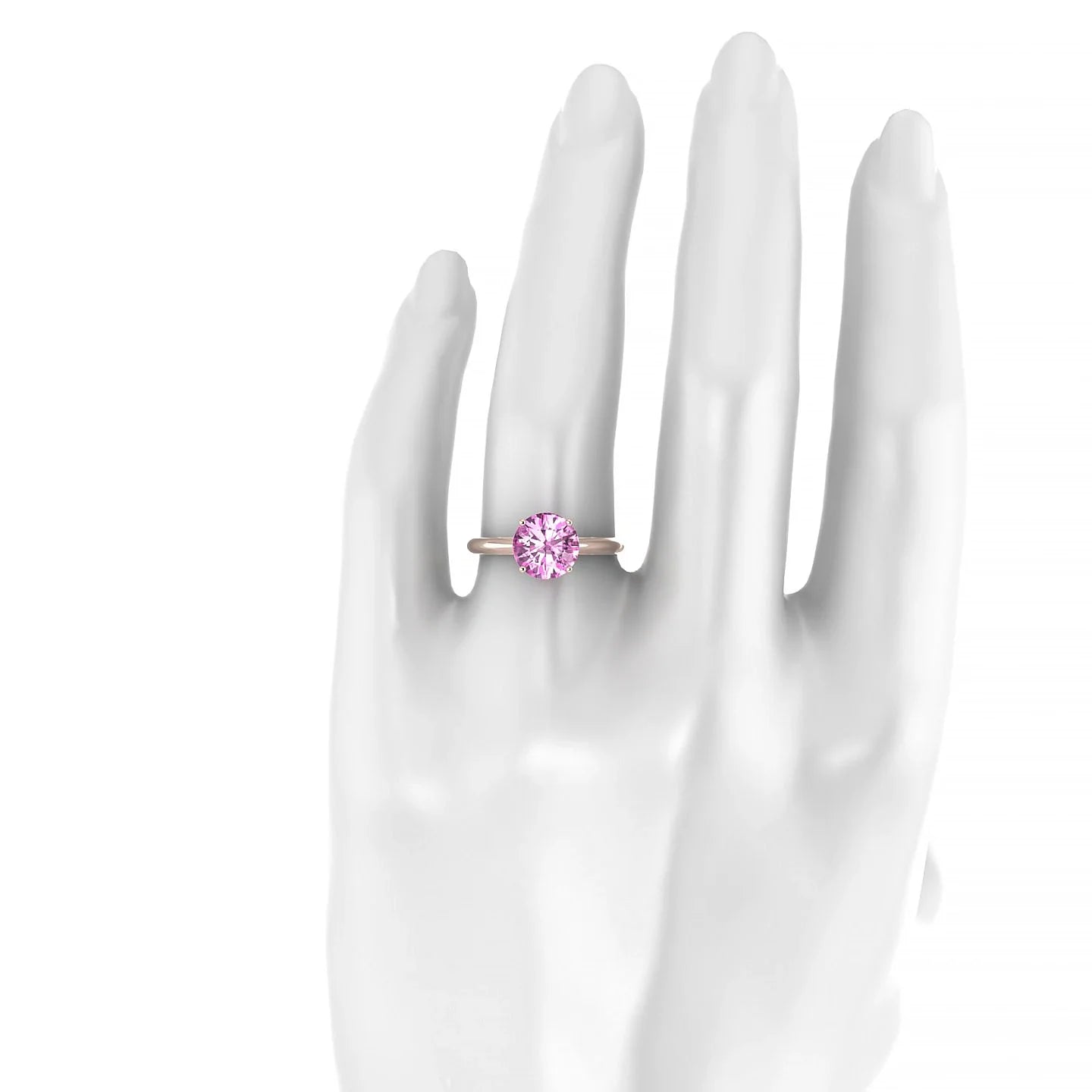Treasure | 18k Rose Gold 8 mm Round Pink Sapphire Ring