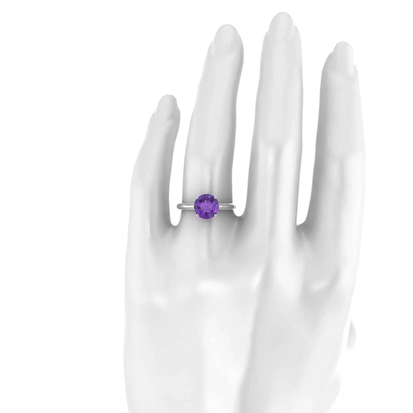 Treasure | 18k White Gold 8 mm Round Amethyst Ring