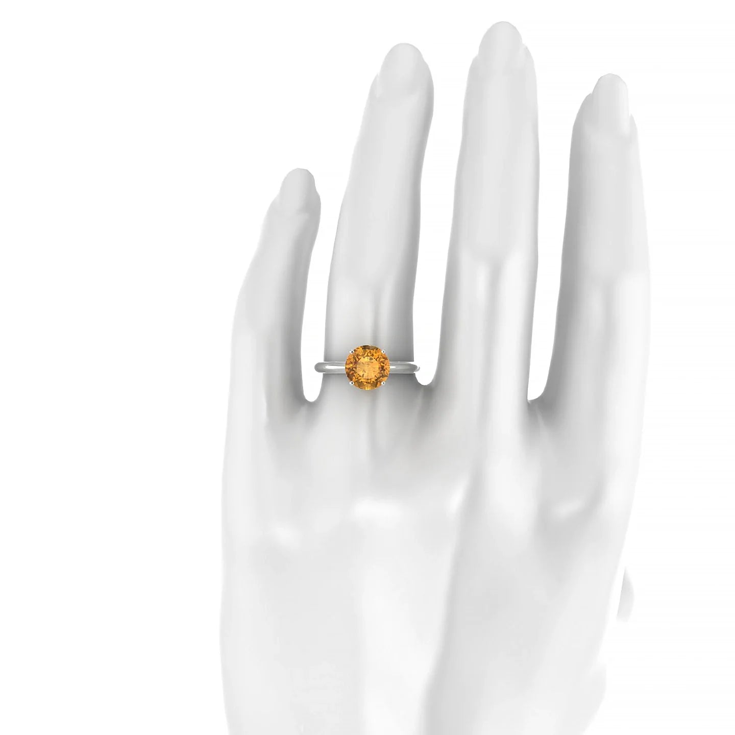 Treasure | 18k White Gold 8 mm Round Citrine Ring
