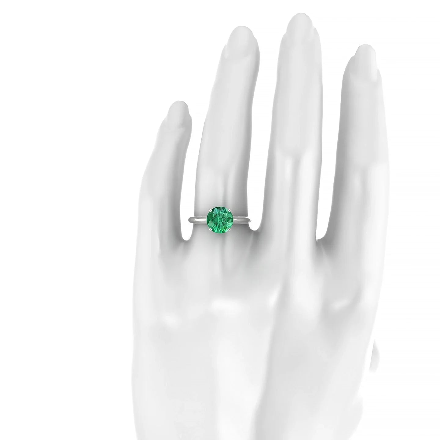 Treasure | 18k White Gold 8 mm Round Emerald Ring