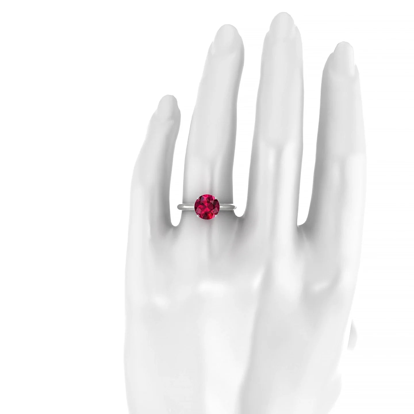 Treasure | 18k White Gold 8 mm Round Ruby Ring