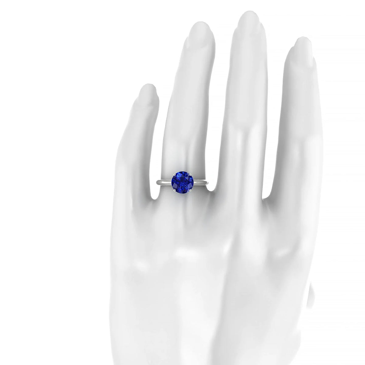 Treasure | 18k White Gold 8 mm Round Sapphire Ring