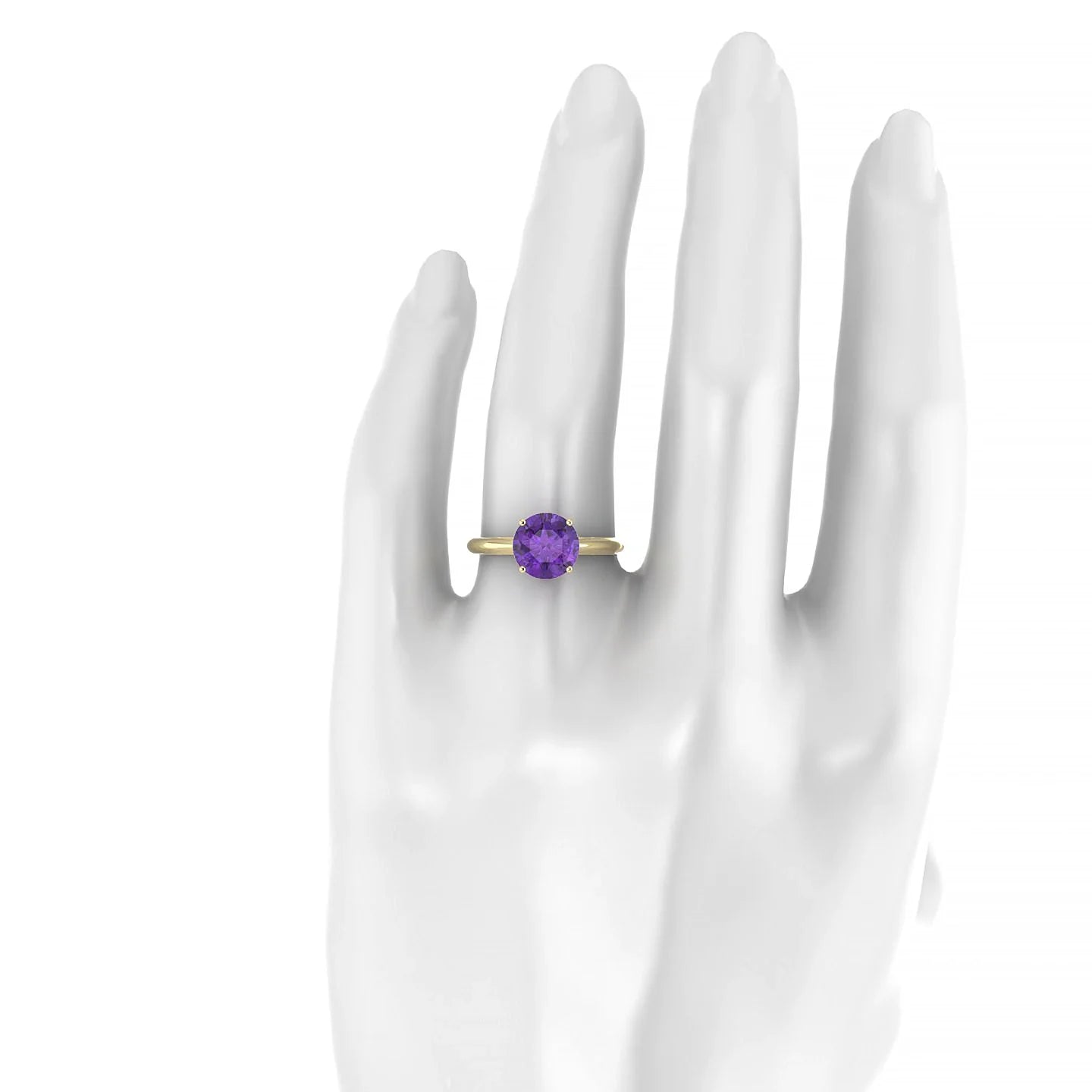 Treasure | 18k Yellow Gold 8 mm Round Amethyst Ring