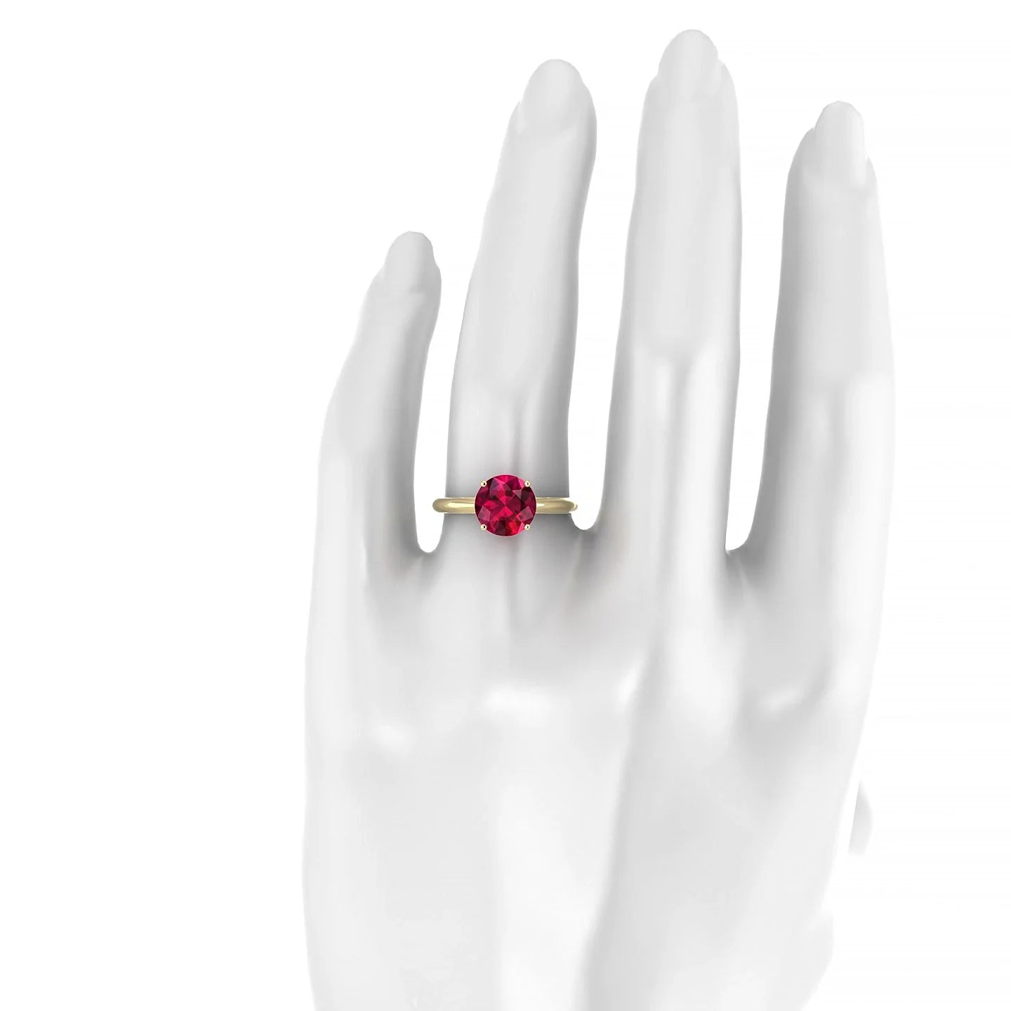 Treasure | 18k Yellow Gold 8 mm Round Ruby Ring