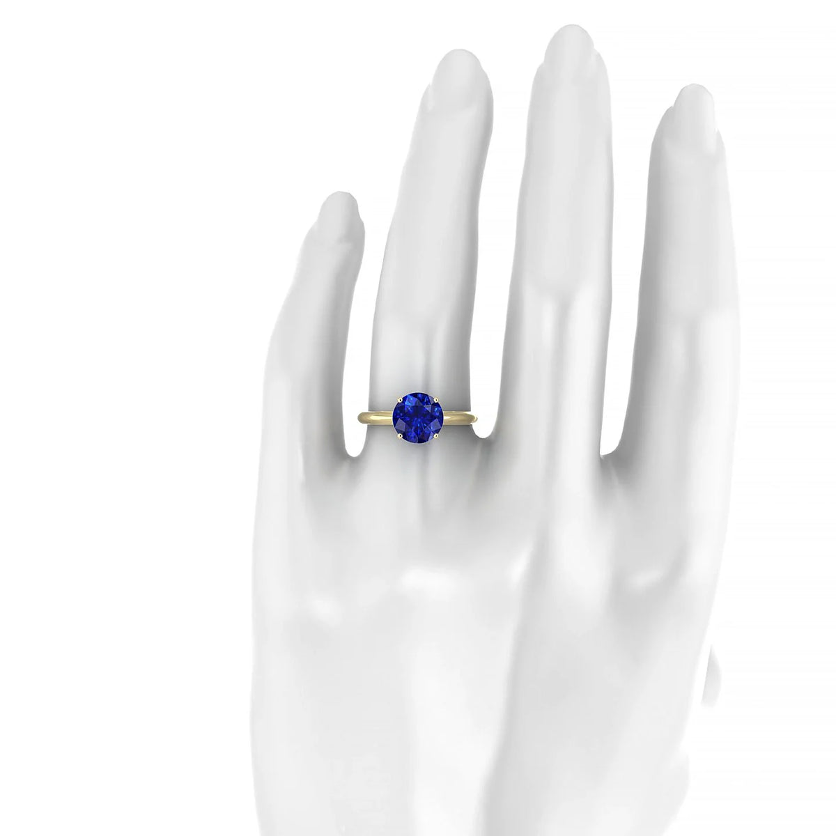 Treasure | 18k Yellow Gold 8 mm Round Sapphire Ring