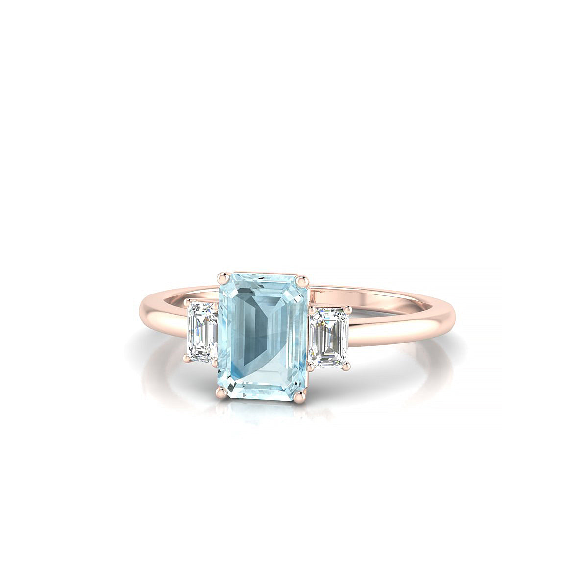 Trio | 18k Rose Gold 7 x 5 mm Emerald Aquamarine Ring