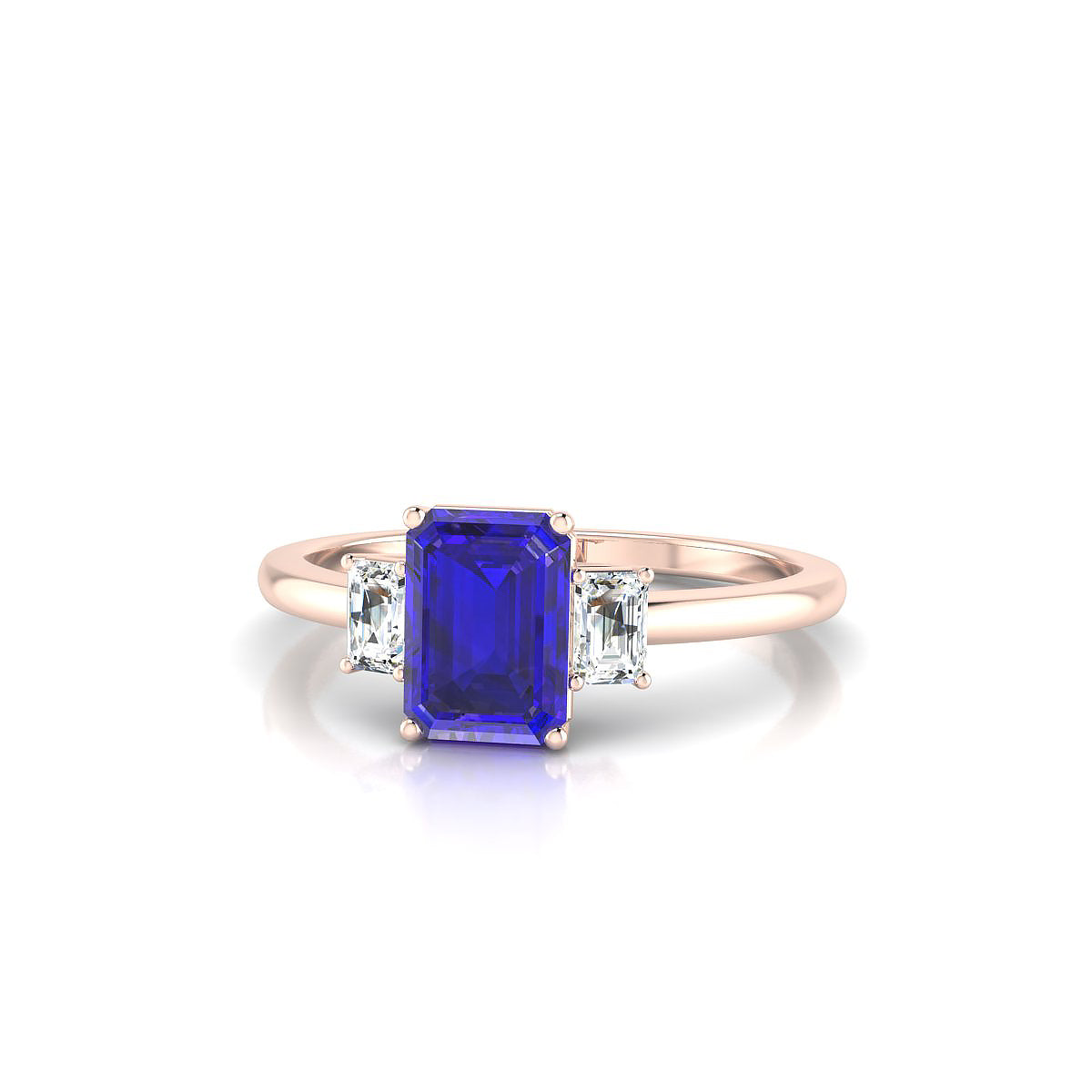 Trio | 18k Rose Gold 7 x 5 mm Emerald Tanzanite Ring