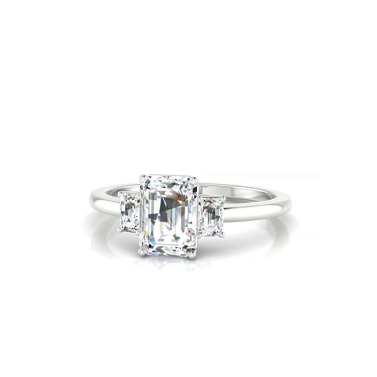 Trio | 18k White Gold 7 x 5 mm Emerald Diamond Ring
