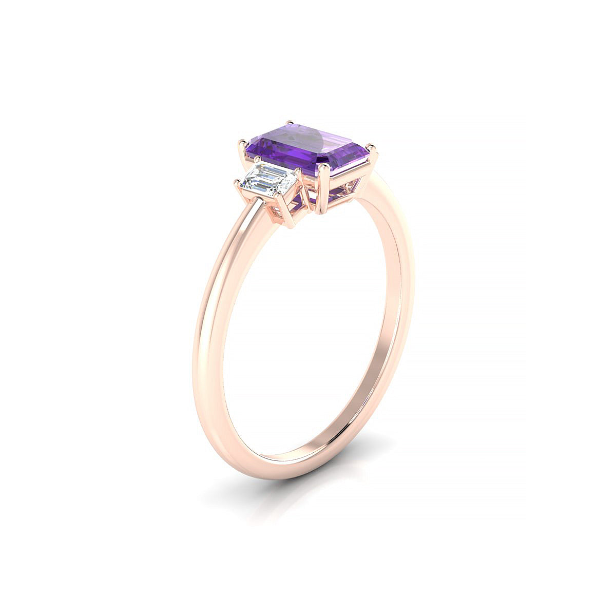 Trio | 18k Rose Gold 7 x 5 mm Emerald Amethyst Ring