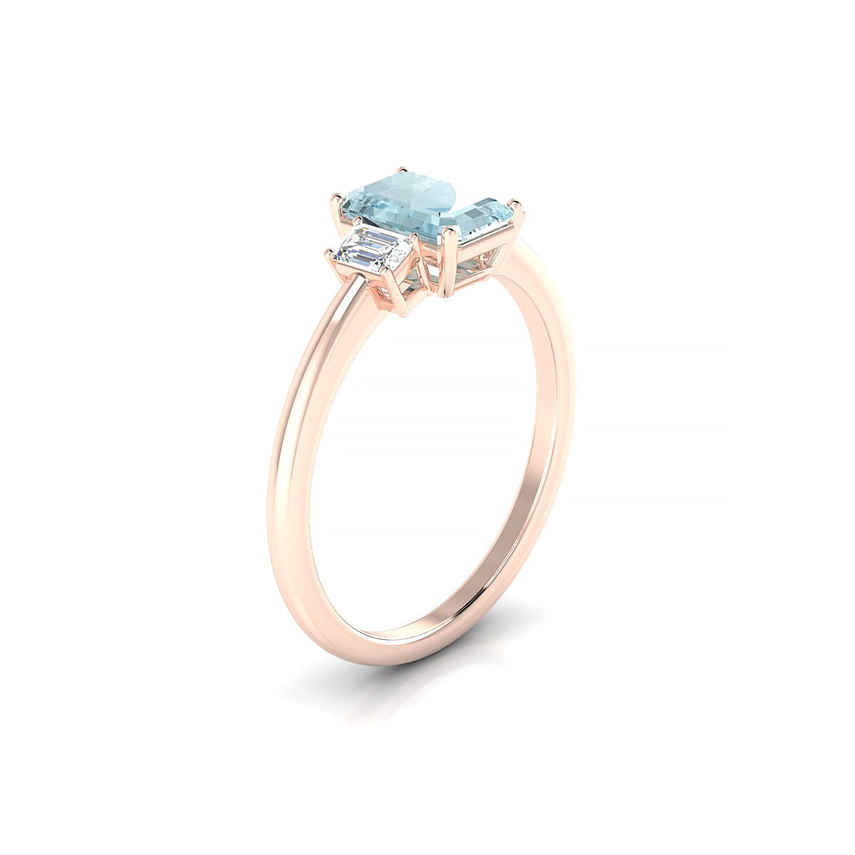 Trio | 18k Rose Gold 7 x 5 mm Emerald Aquamarine Ring