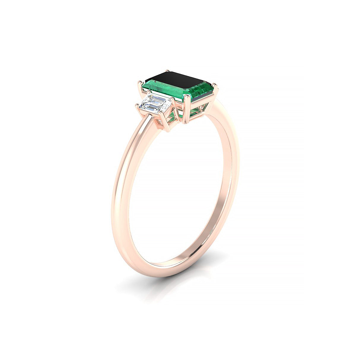 Trio | 18k Rose Gold 7 x 5 mm Emerald Emerald Ring