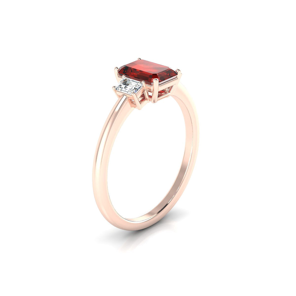 Trio | 18k Rose Gold 7 x 5 mm Emerald Garnet Ring