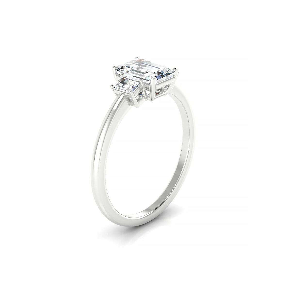 Trio | 18k White Gold 7 x 5 mm Emerald Diamond Ring