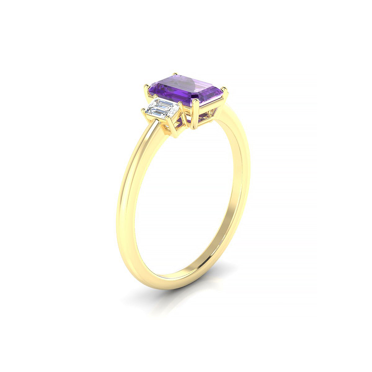 Trio | 18k Yellow Gold 7 x 5 mm Emerald Amethyst Ring