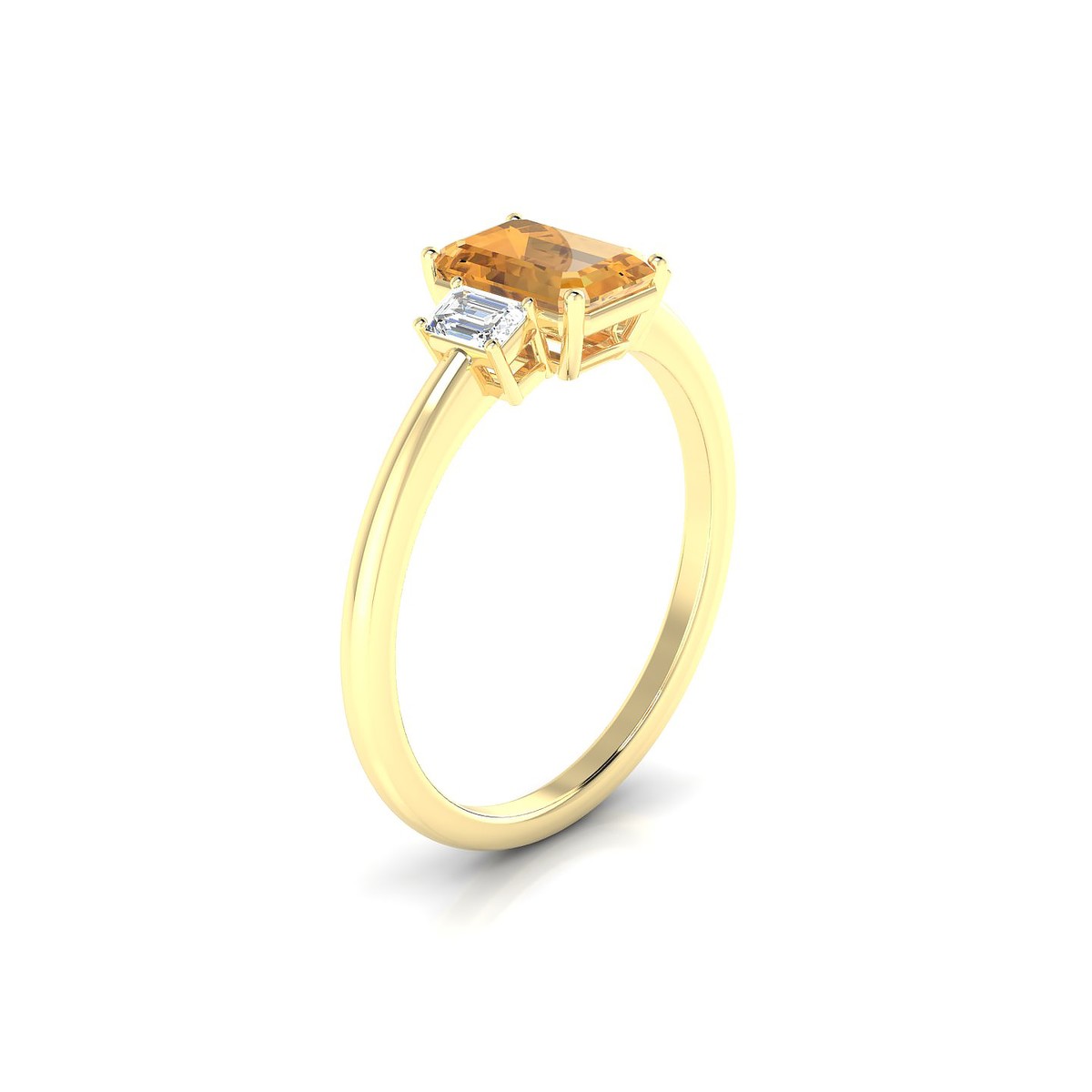 Trio | 18k Yellow Gold 7 x 5 mm Emerald Citrine Ring