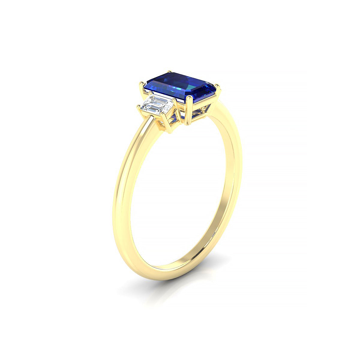 Trio | 18k Yellow Gold 7 x 5 mm Emerald Sapphire Ring