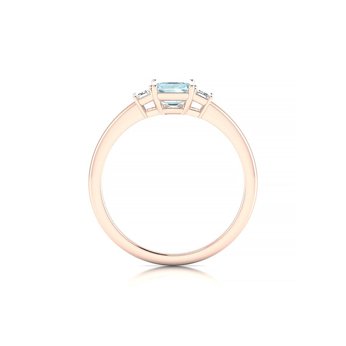 Trio | 18k Rose Gold 7 x 5 mm Emerald Aquamarine Ring
