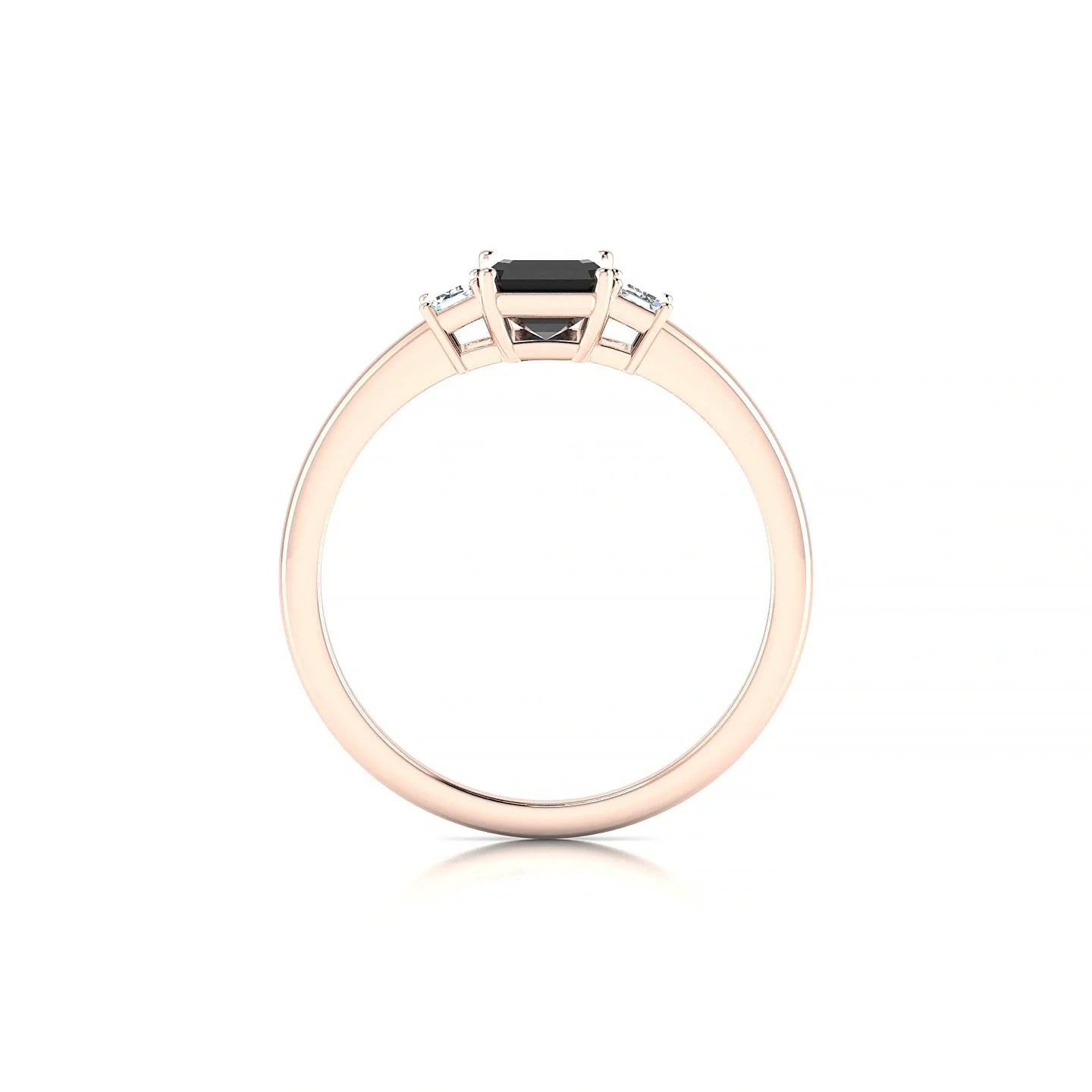 Trio | 18k Rose Gold 7 x 5 mm Emerald Black Diamond Ring