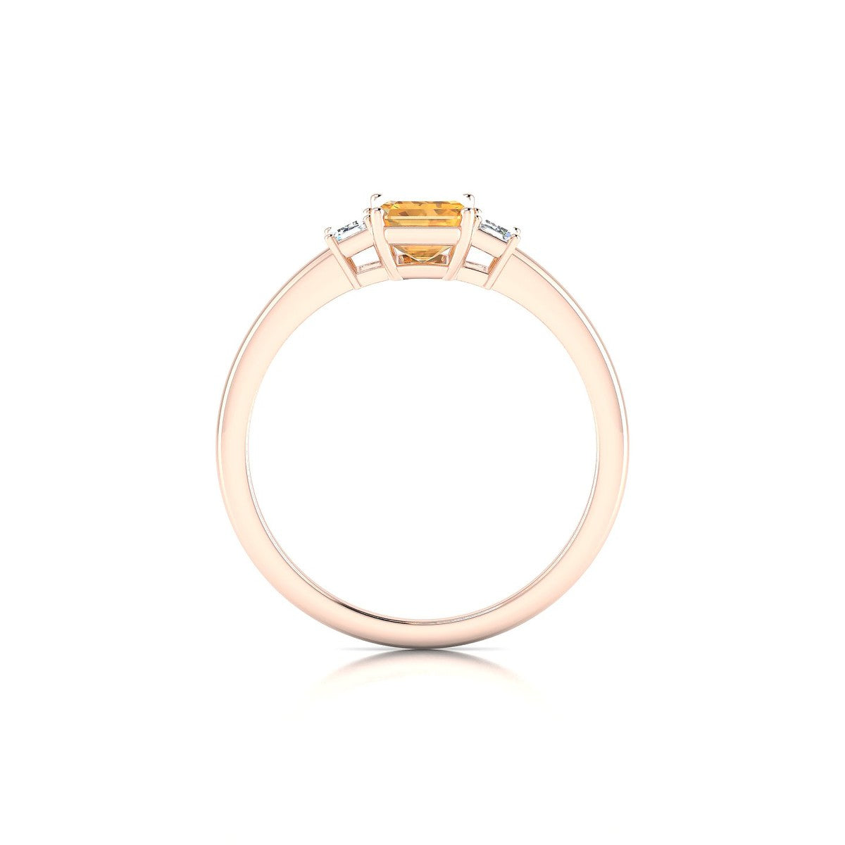 Trio | 18k Rose Gold 7 x 5 mm Emerald Citrine Ring