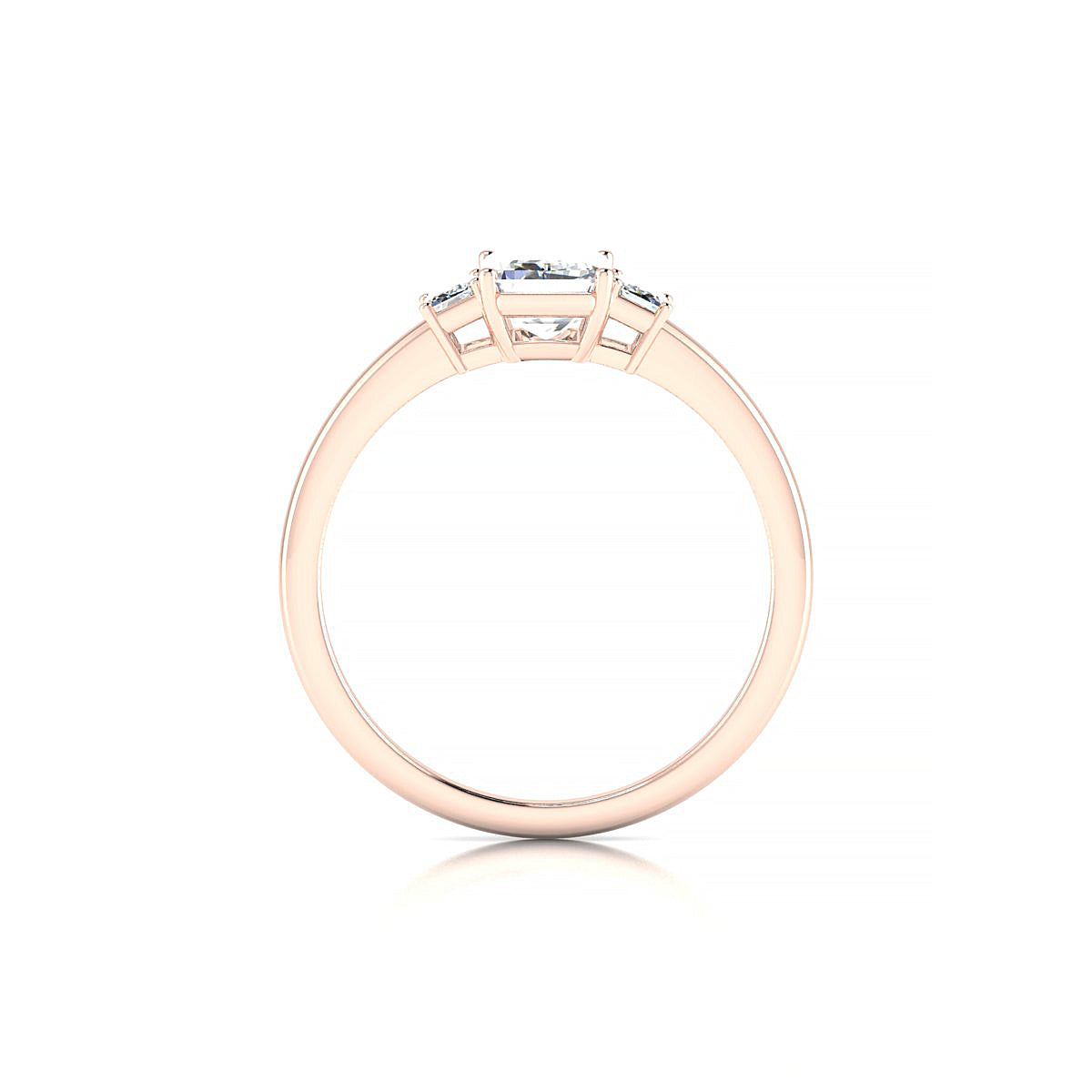 Trio | 18k Rose Gold 7 x 5 mm Emerald Diamond Ring