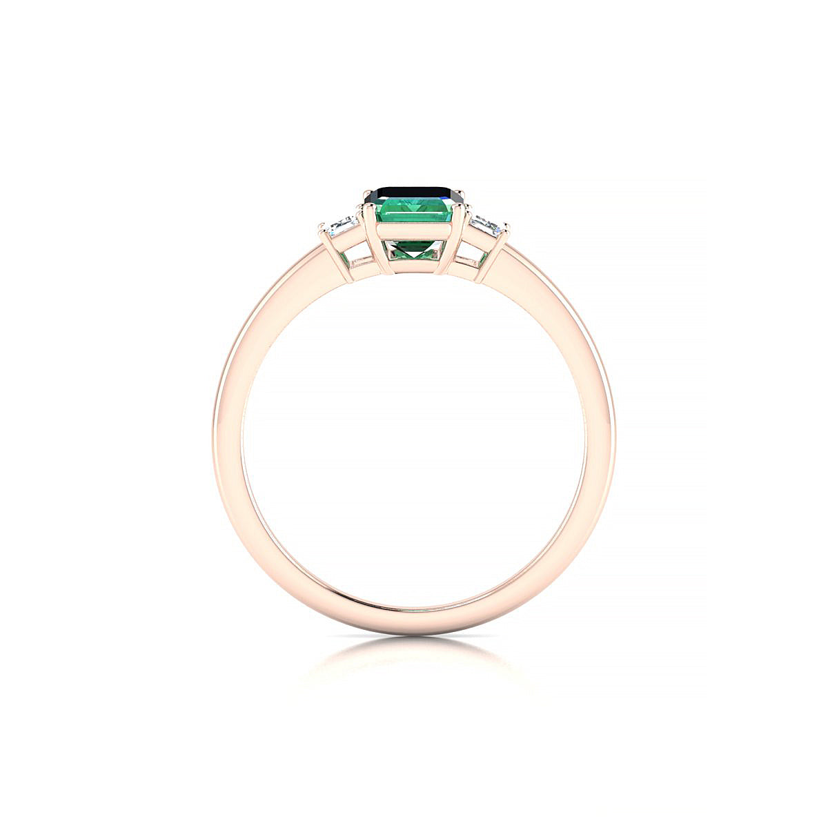 Trio | 18k Rose Gold 7 x 5 mm Emerald Emerald Ring