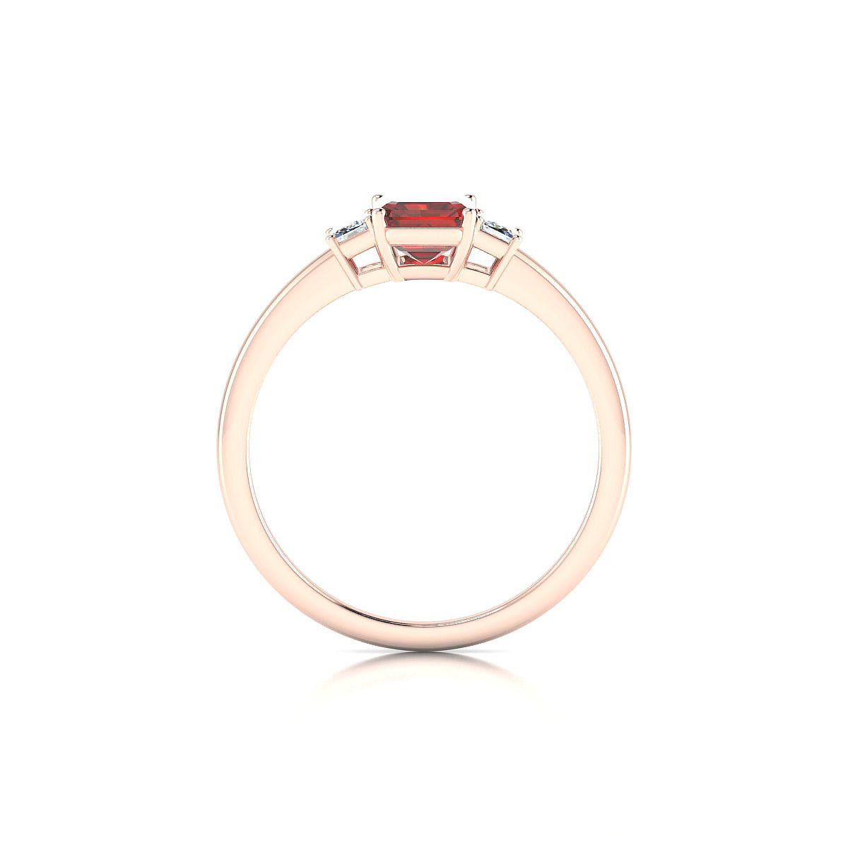Trio | 18k Rose Gold 7 x 5 mm Emerald Garnet Ring