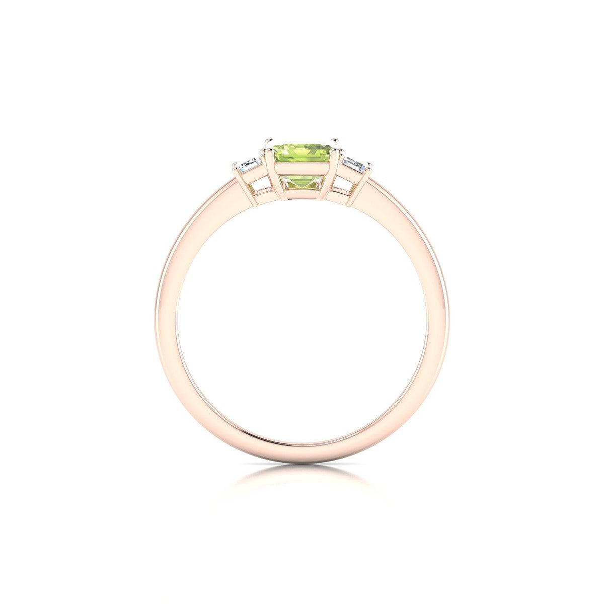 Trio | 18k Rose Gold 7 x 5 mm Emerald Peridot Ring
