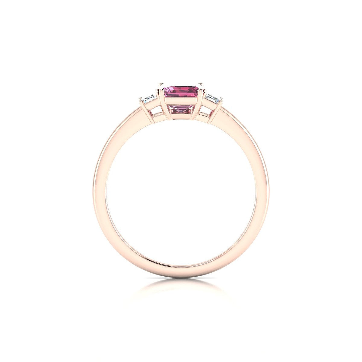 Trio | 18k Rose Gold 7 x 5 mm Emerald Rhodolite Ring