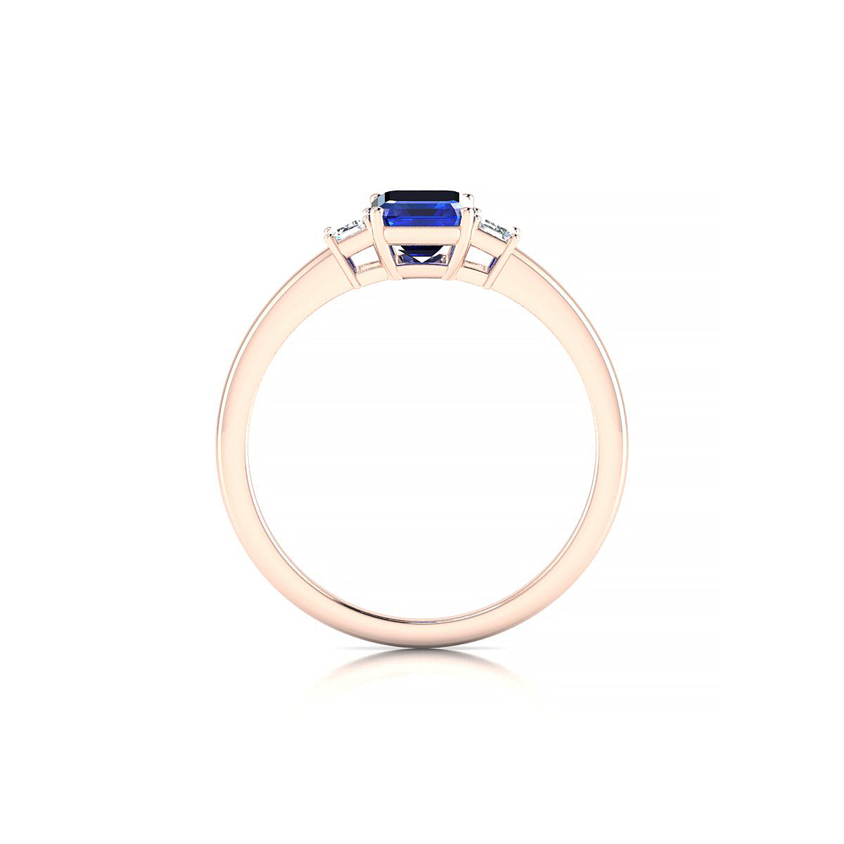 Trio | 18k Rose Gold 7 x 5 mm Emerald Sapphire Ring