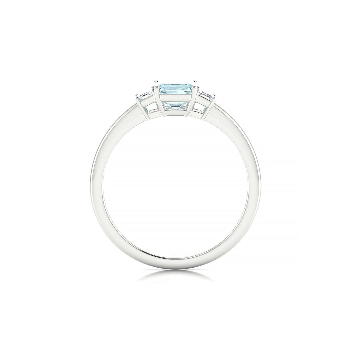 Trio | 18k White Gold 7 x 5 mm Emerald Aquamarine Ring