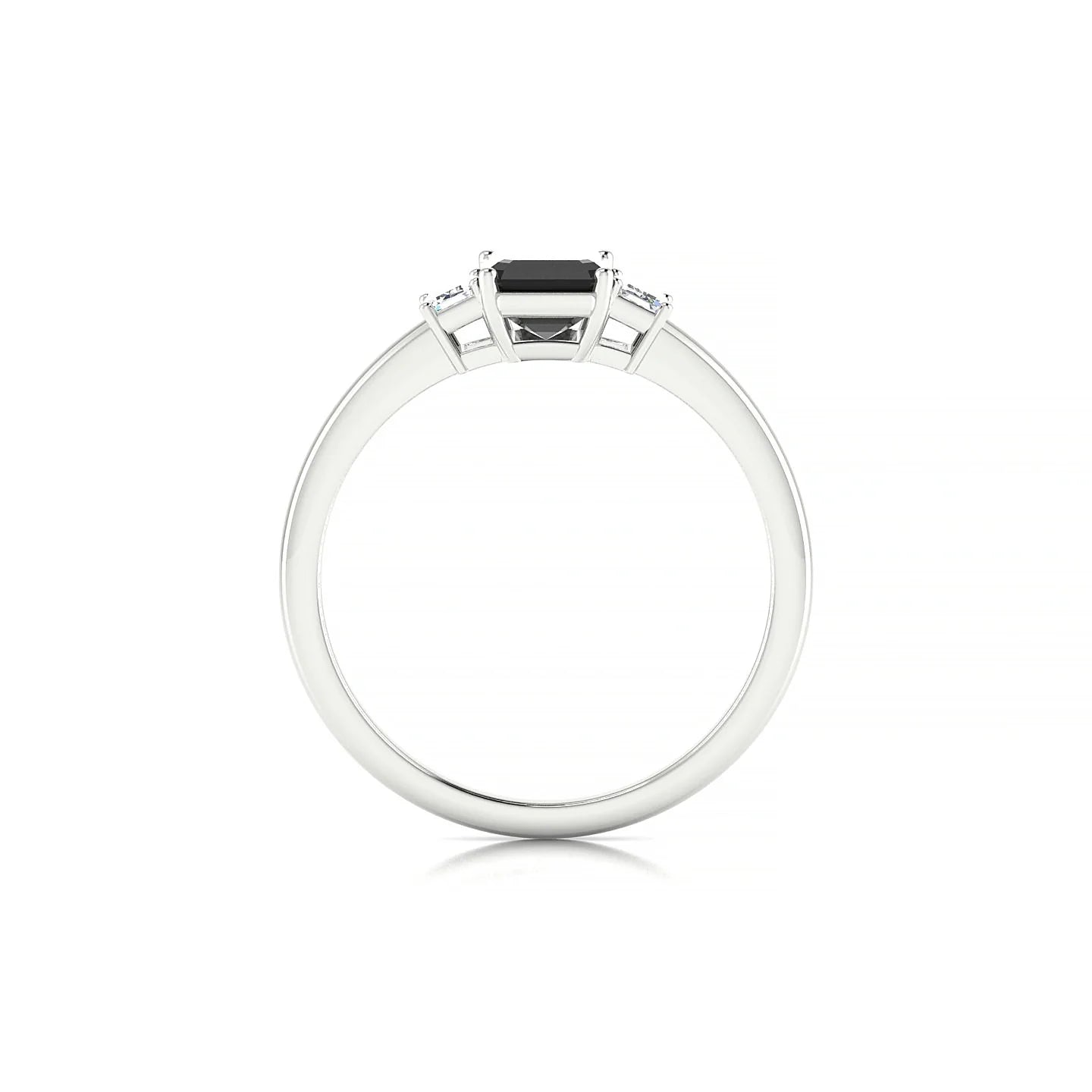 Trio | 18k White Gold 7 x 5 mm Emerald Black Diamond Ring