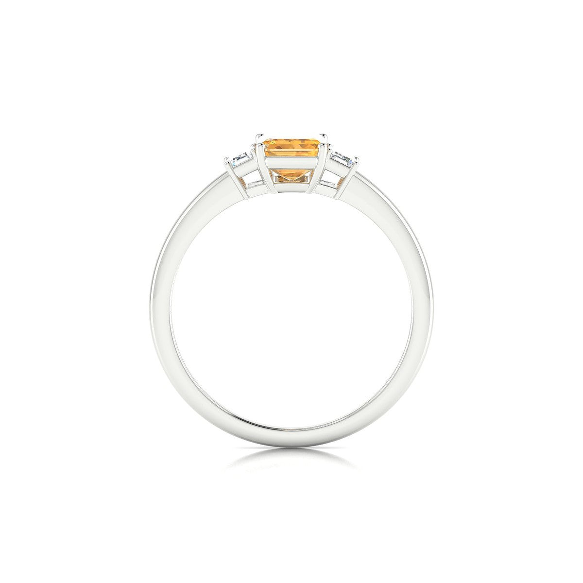 Trio | 18k White Gold 7 x 5 mm Emerald Citrine Ring