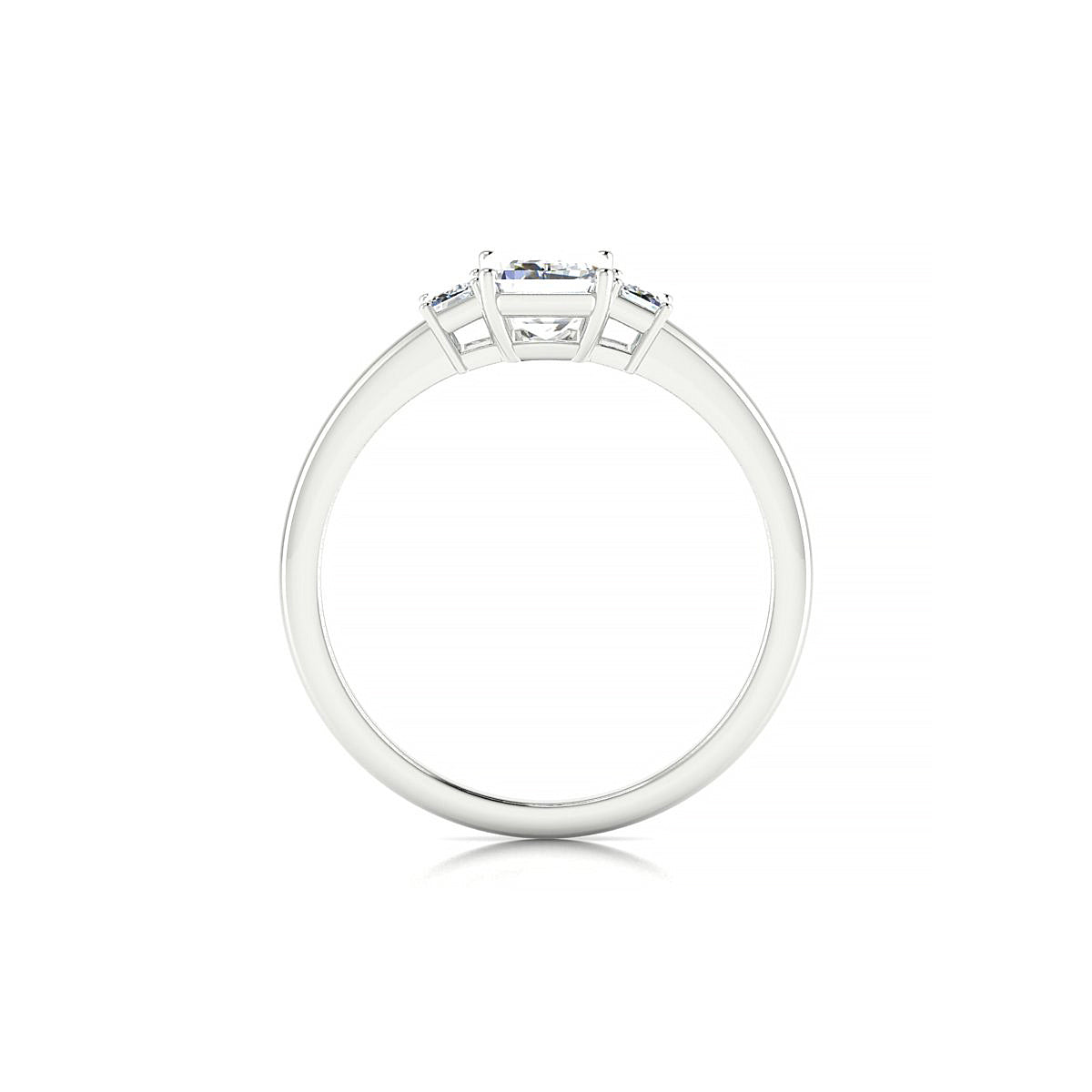 Trio | 18k White Gold 7 x 5 mm Emerald Diamond Ring