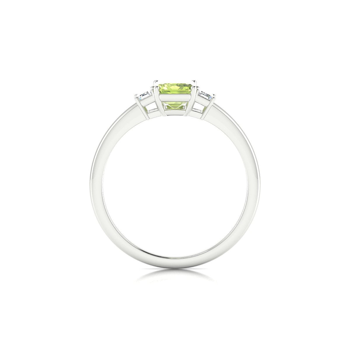 Trio | 18k White Gold 7 x 5 mm Emerald Peridot Ring