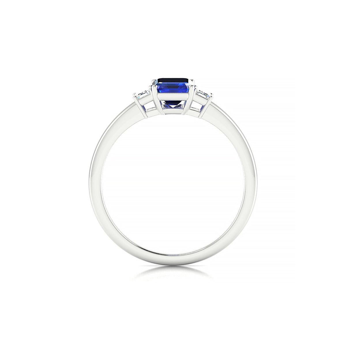 Trio | 18k White Gold 7 x 5 mm Emerald Sapphire Ring