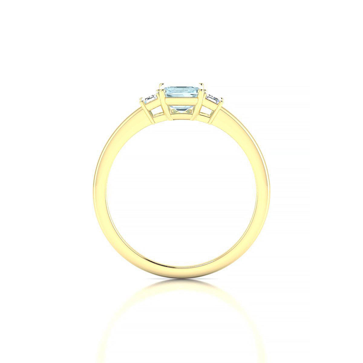 Trio | 18k Yellow Gold 7 x 5 mm Emerald Aquamarine Ring