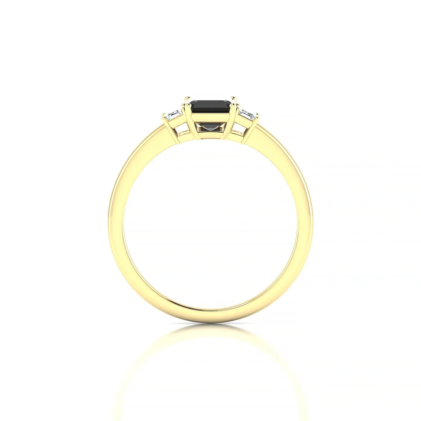 Trio | 18k Yellow Gold 7 x 5 mm Emerald Black Diamond Ring