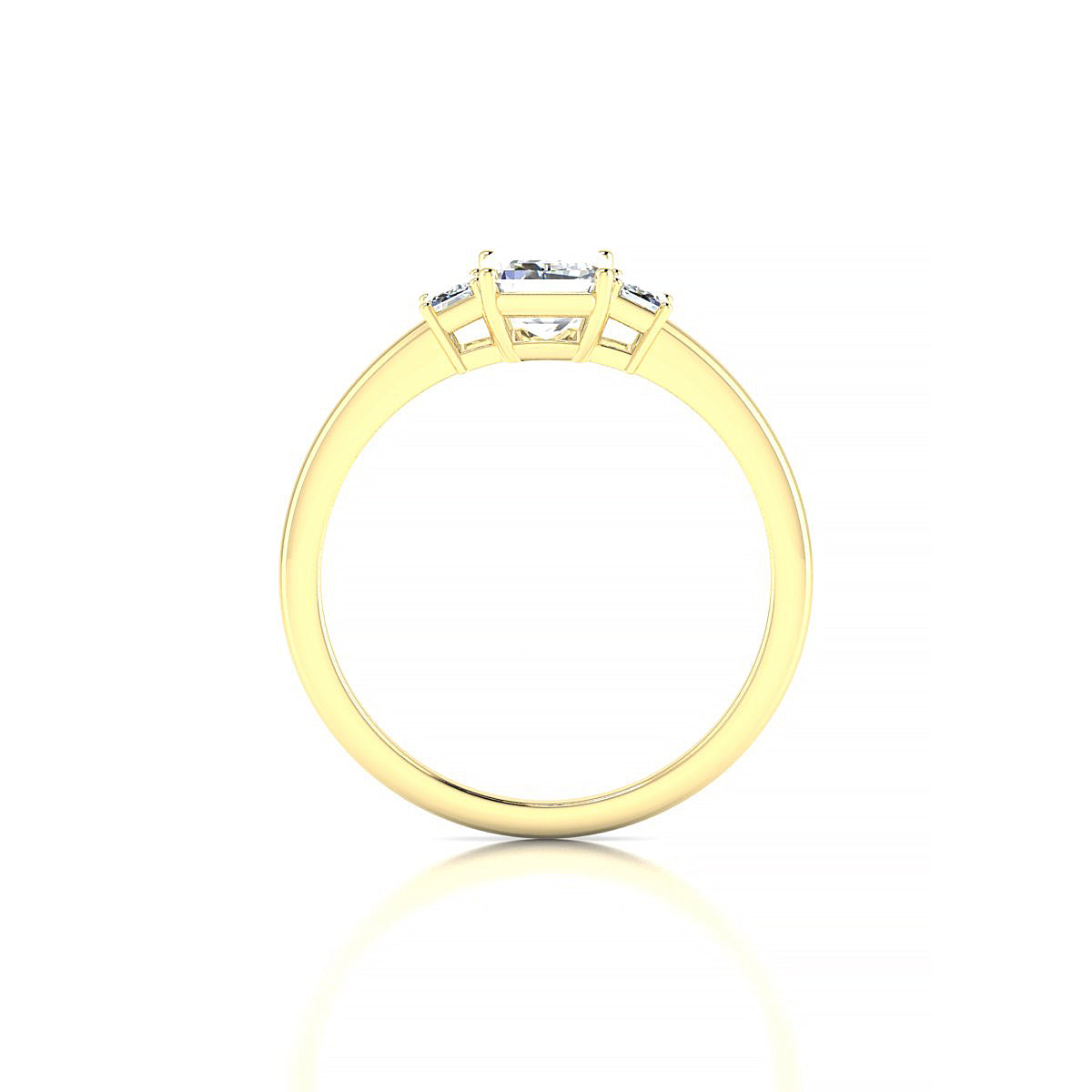 Trio | 18k Yellow Gold 7 x 5 mm Emerald Diamond Ring