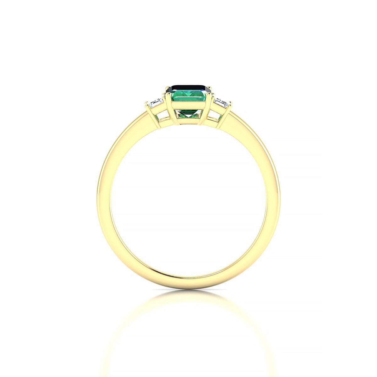 Trio | 18k Yellow Gold 7 x 5 mm Emerald Emerald Ring
