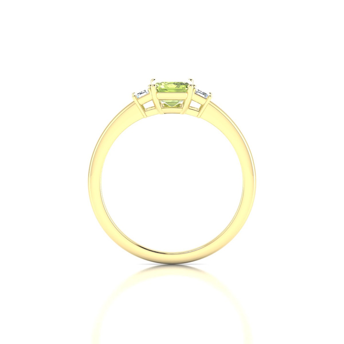 Trio | 18k Yellow Gold 7 x 5 mm Emerald Peridot Ring