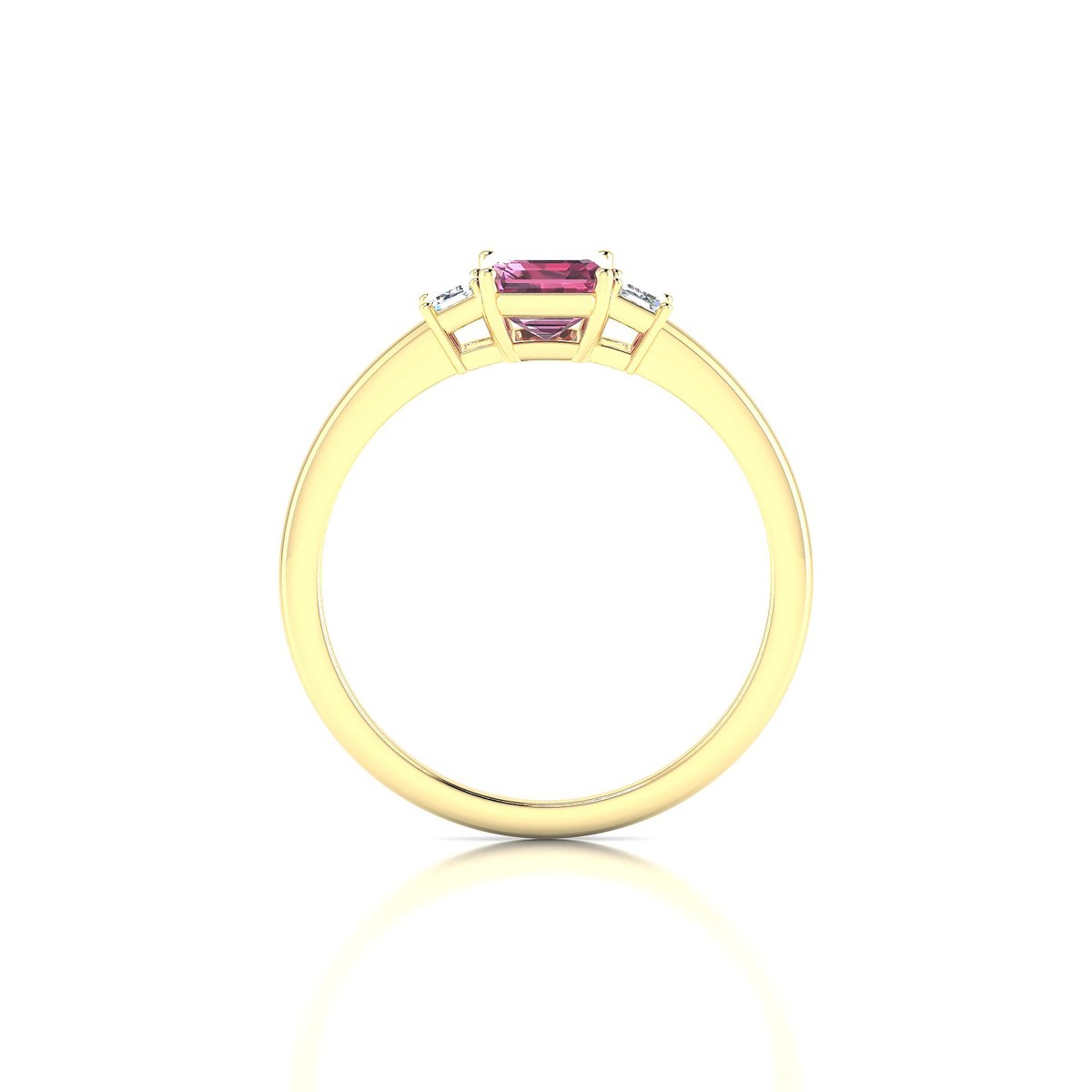 Trio | 18k Yellow Gold 7 x 5 mm Emerald Rhodolite Ring
