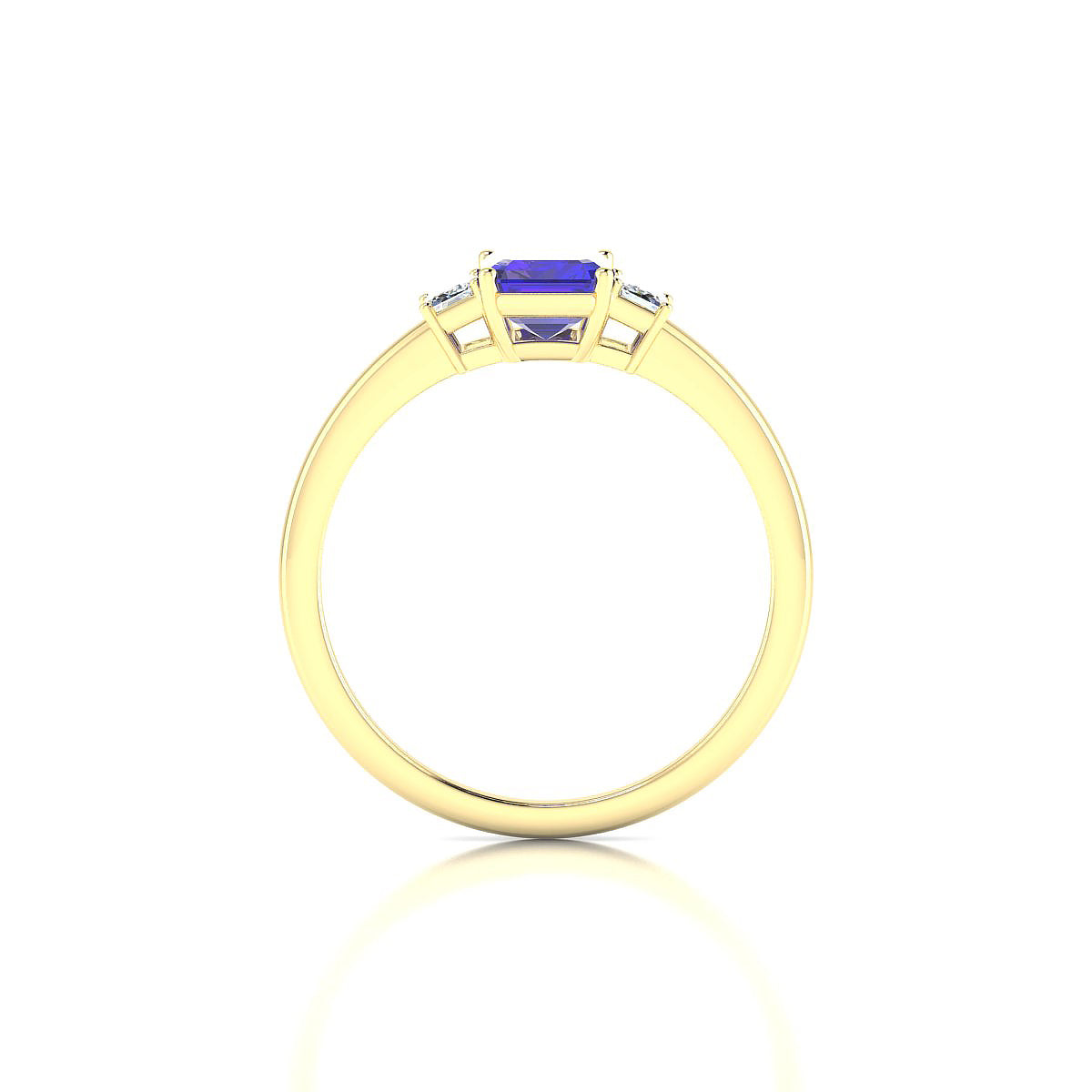 Trio | 18k Yellow Gold 7 x 5 mm Emerald Tanzanite Ring