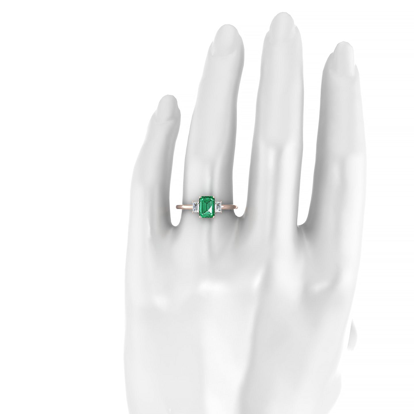 Trio | 18k Rose Gold 7 x 5 mm Emerald Emerald Ring