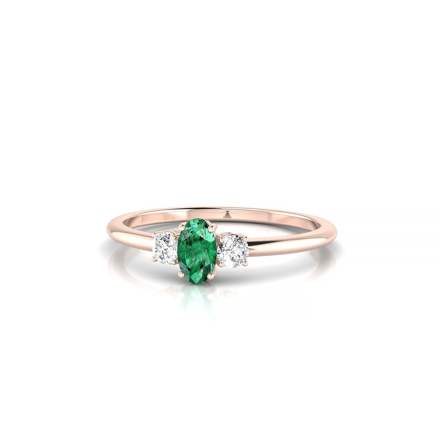 Trio | 18k Rose Gold 5 x 3 mm Oval Emerald Ring