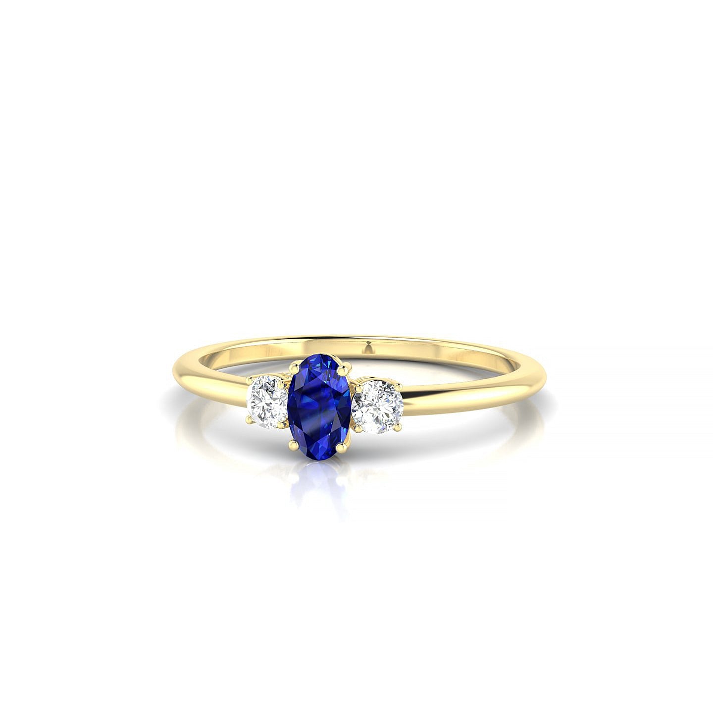 Trio | 18k Yellow Gold 5 x 3 mm Oval Sapphire Ring