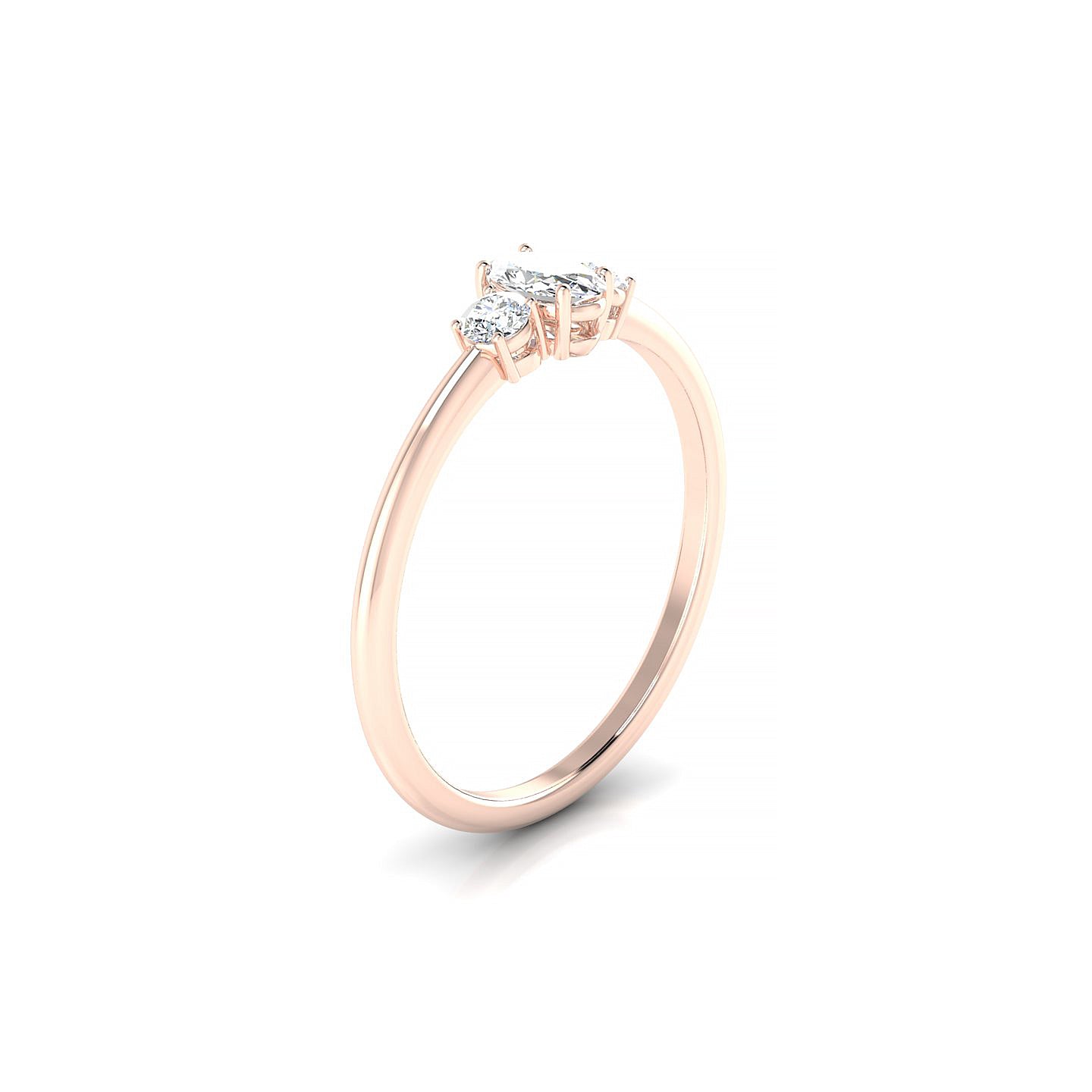 Trio | 18k Rose Gold 5 x 3 mm Oval Diamond Ring